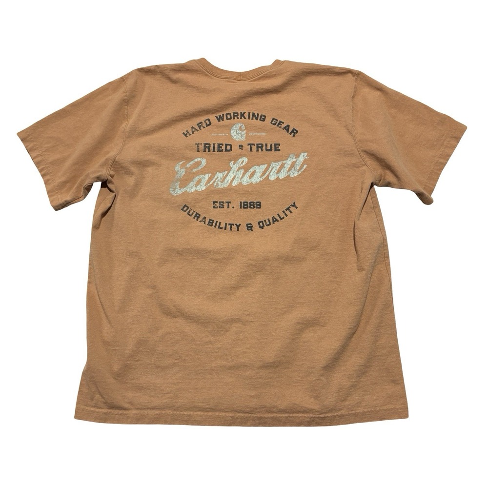Carhartt Men's Relaxed Fit Graphic T Shirt Orange Size XL 25 x 30
